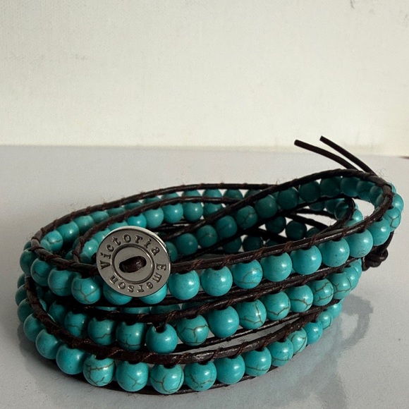 Boho Trendy Victoria Emerson Turquoise Beaded Wrap Bracelet - Picture 7 of 8